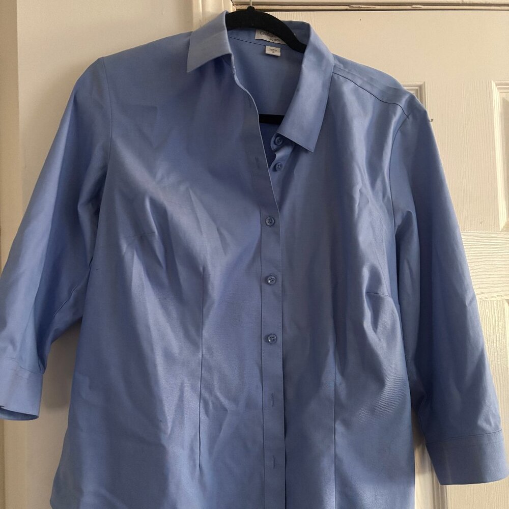 Blue Button down, quarter sleeve